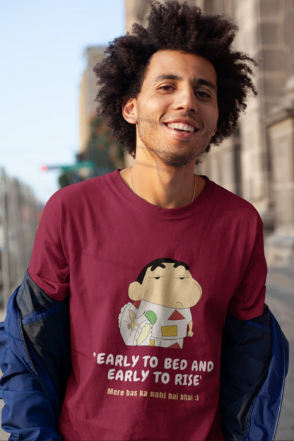 Early to Bed and Early to Rise Shinchan Half Sleeve Unisex T-Shirt
