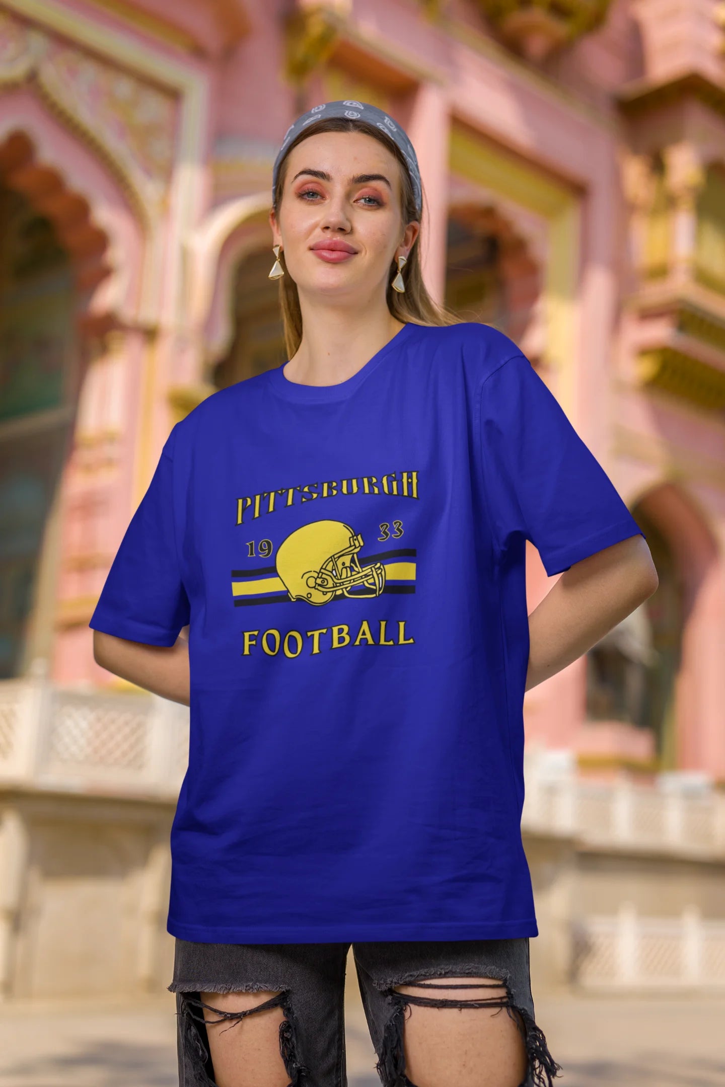 Pittsburgh Football  | Retro Theme | Dropped Sleeve Unisex Tee