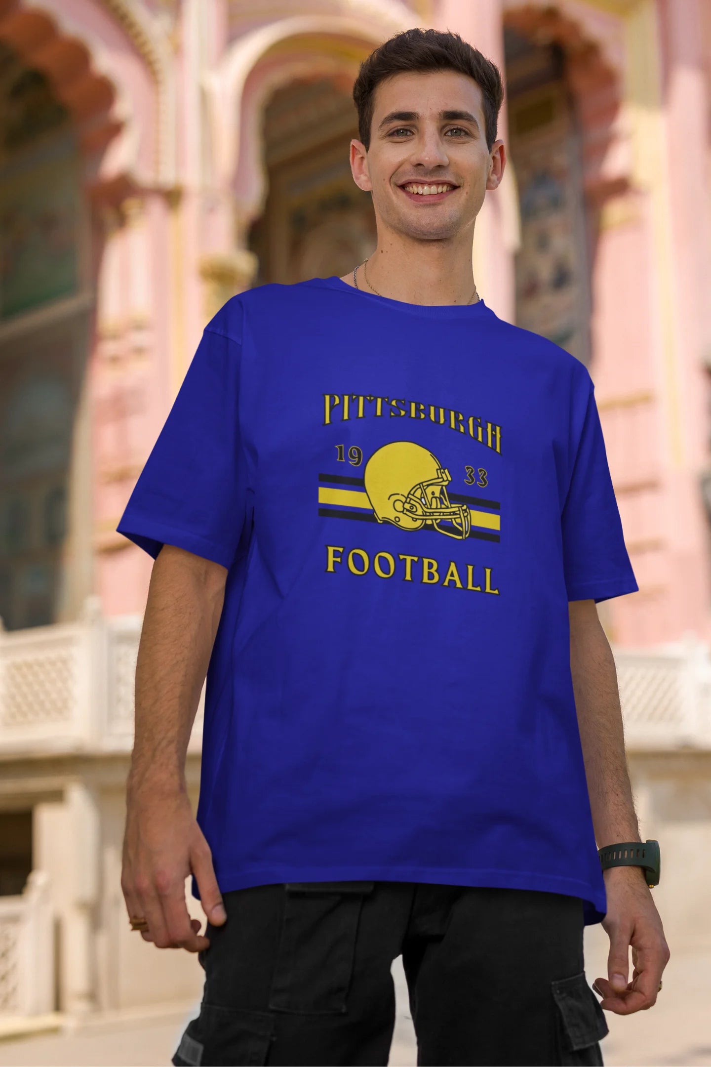 Pittsburgh Football  | Retro Theme | Dropped Sleeve Unisex Tee