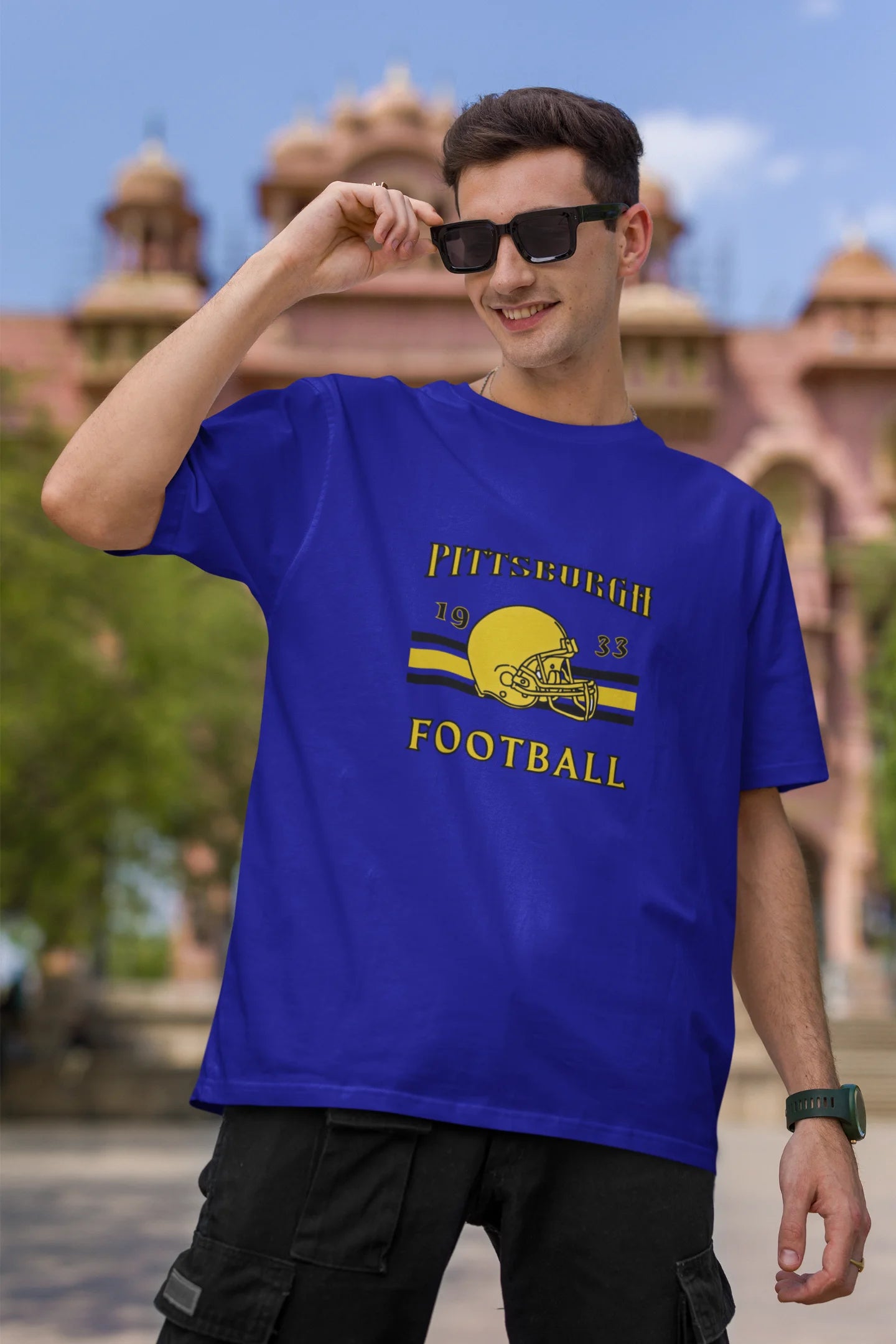 Pittsburgh Football  | Retro Theme | Dropped Sleeve Unisex Tee