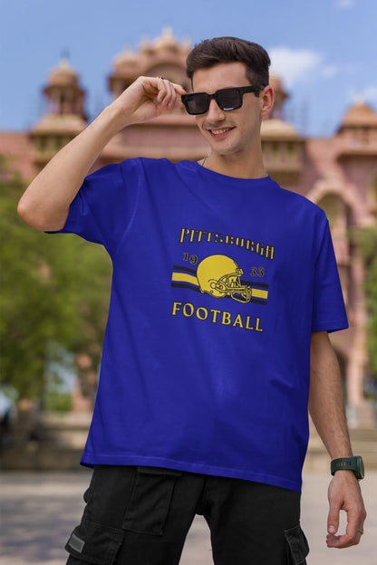Pittsburgh Football  | Retro Theme | Dropped Sleeve Unisex Tee