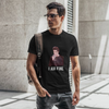 Front view of male model wearing a black casual t-shirt with F.R.I.E.N.D.S series inspired designs, embodying Ross's famous catchphrase 'I Am Fine'