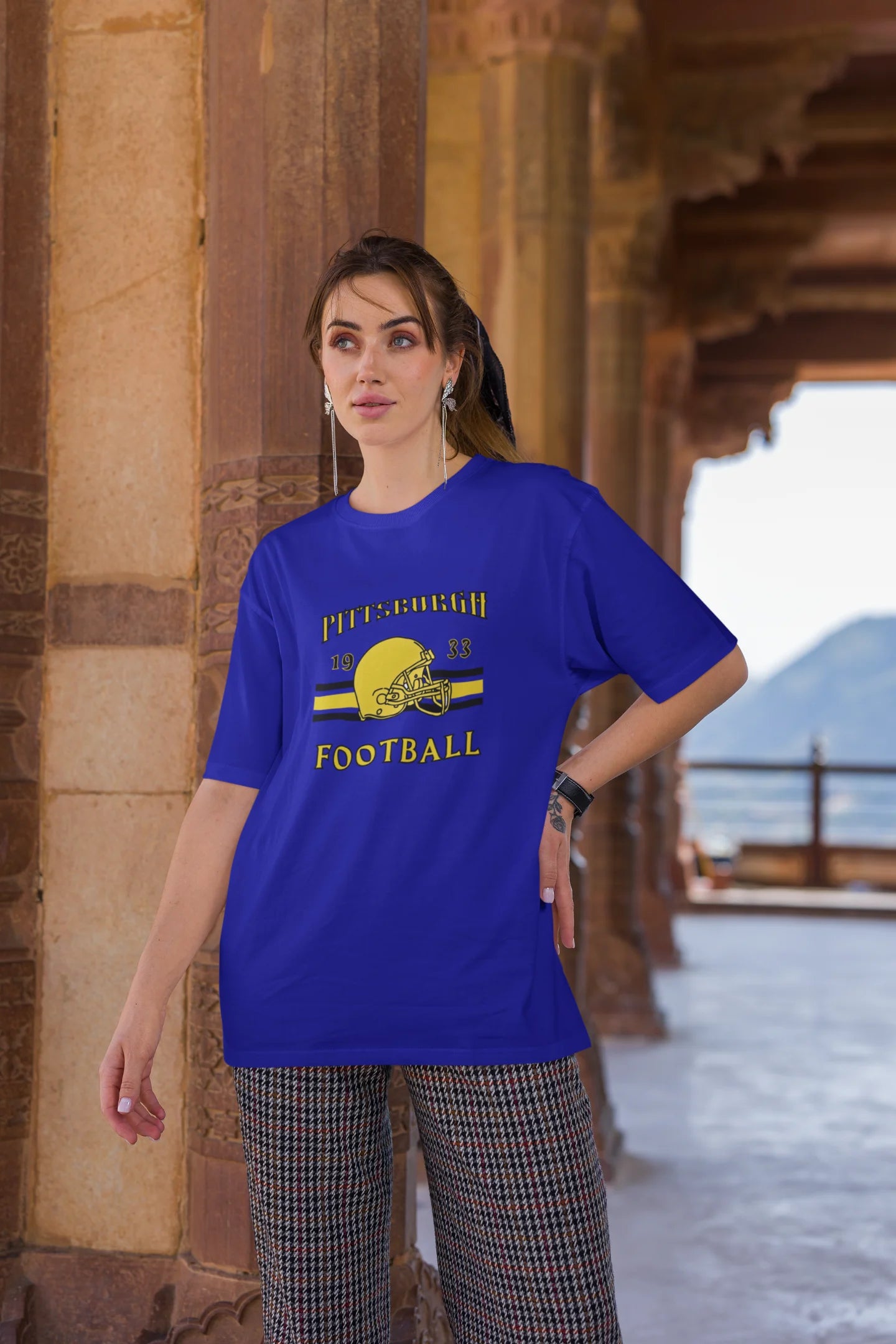 Pittsburgh Football  | Retro Theme | Dropped Sleeve Unisex Tee