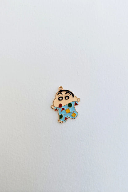 Fifth view of a charm featuring Shinchan waking up in the morning.