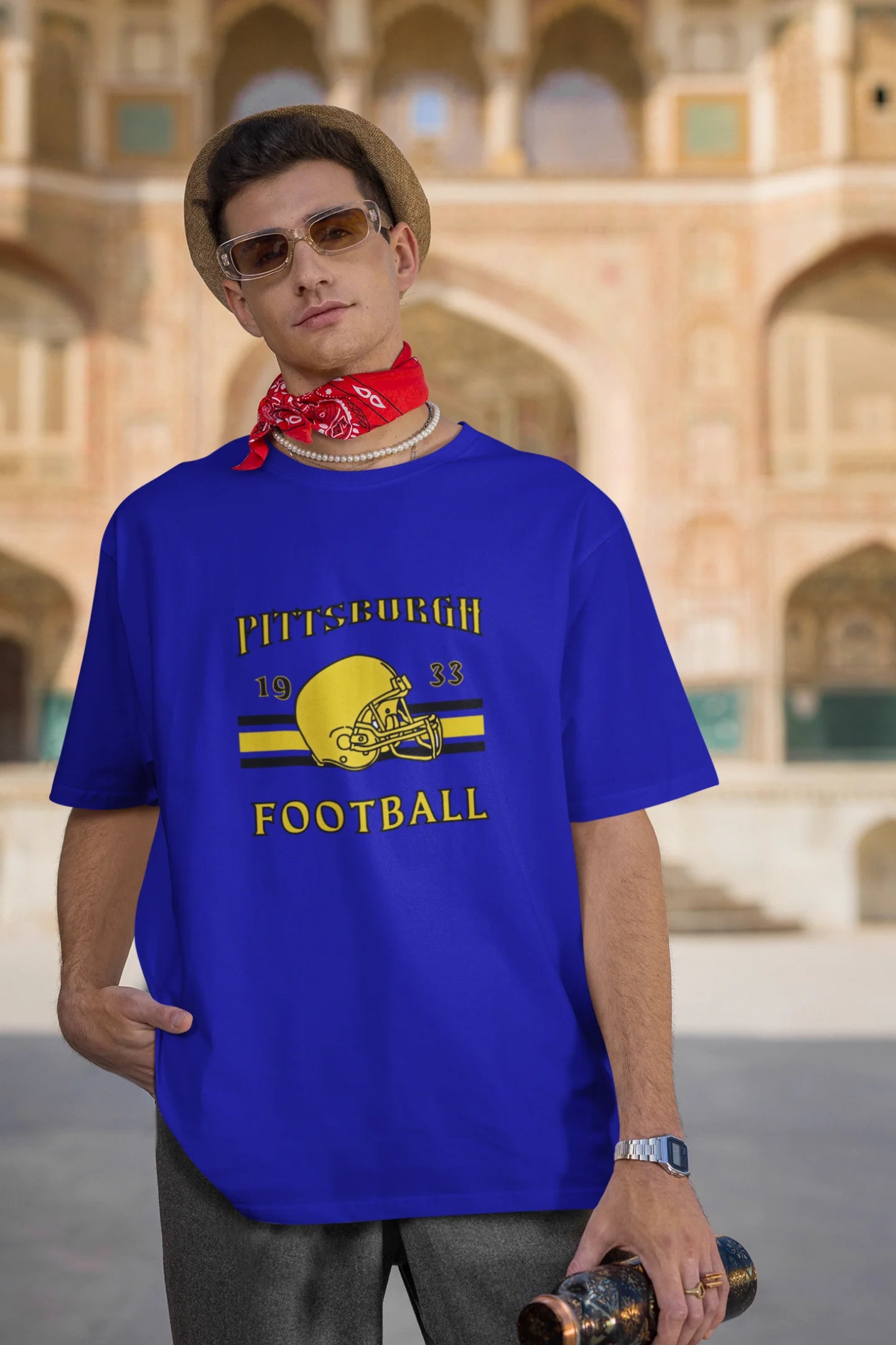 Pittsburgh Football  | Retro Theme | Dropped Sleeve Unisex Tee