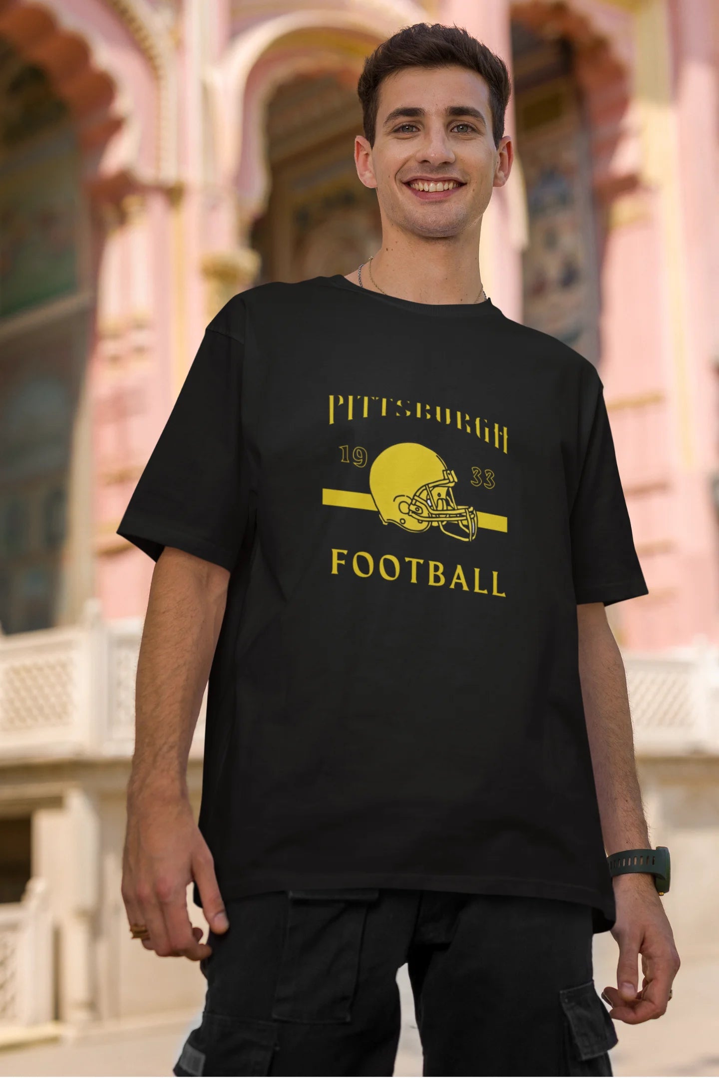 Pittsburgh Football  | Retro Theme | Premium Oversized Half Sleeve Unisex T-Shirt