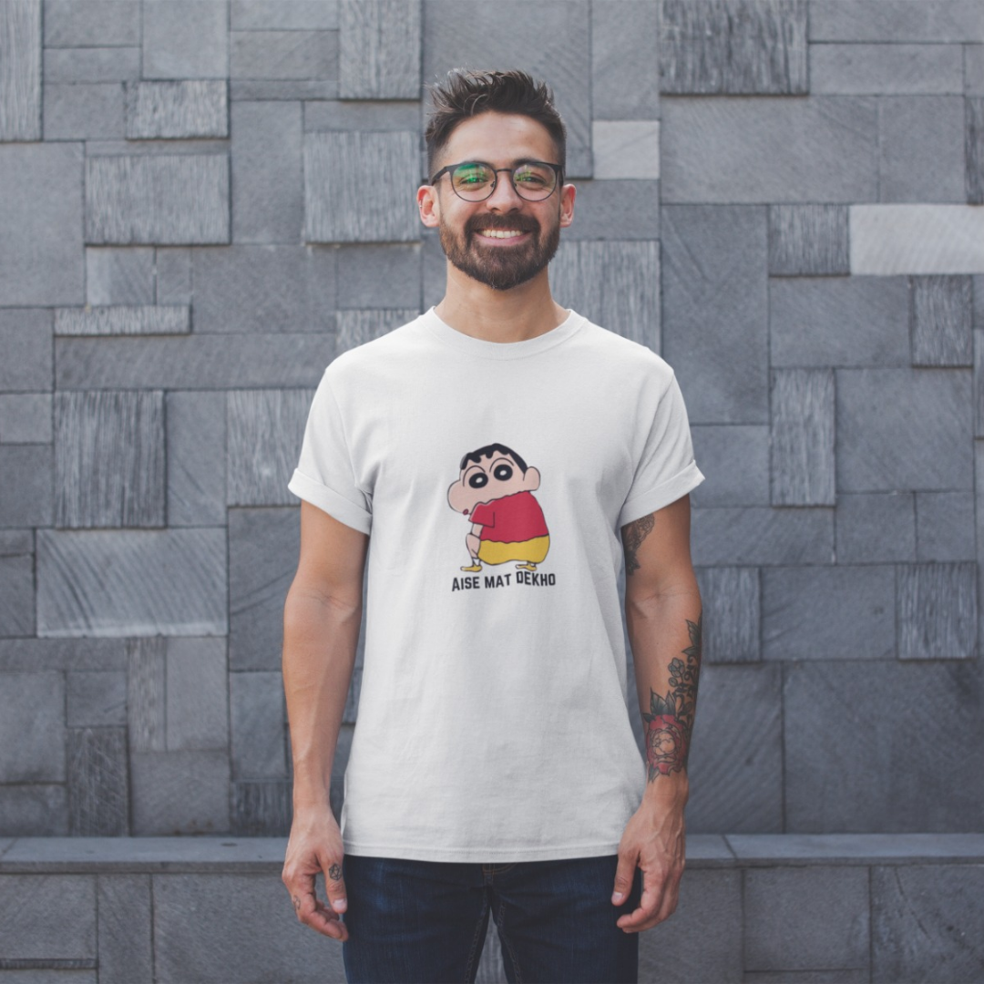 Aise mat dekho | Premium Half Sleeve Unisex T-Shirt – Broke Memers