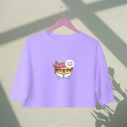 Puzzled Purr | Premium Oversized Crop Top