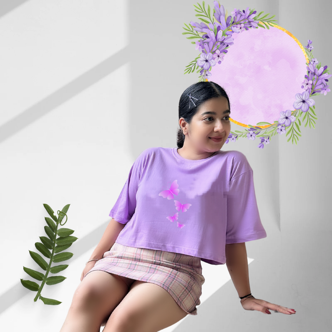 Butterflies | Premium Oversized Crop Top