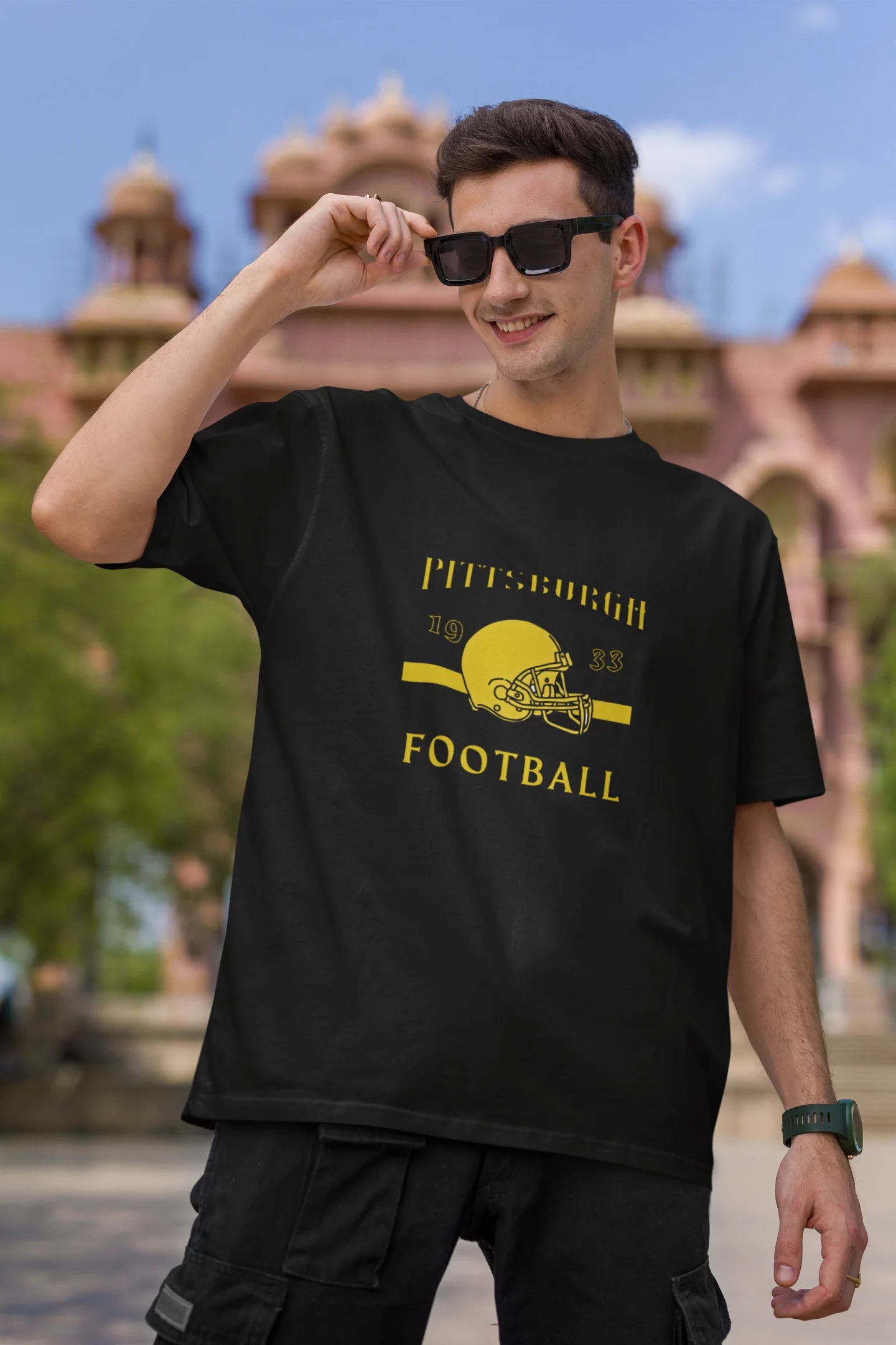 Pittsburgh Football  | Retro Theme | Dropped Sleeve Unisex Tee