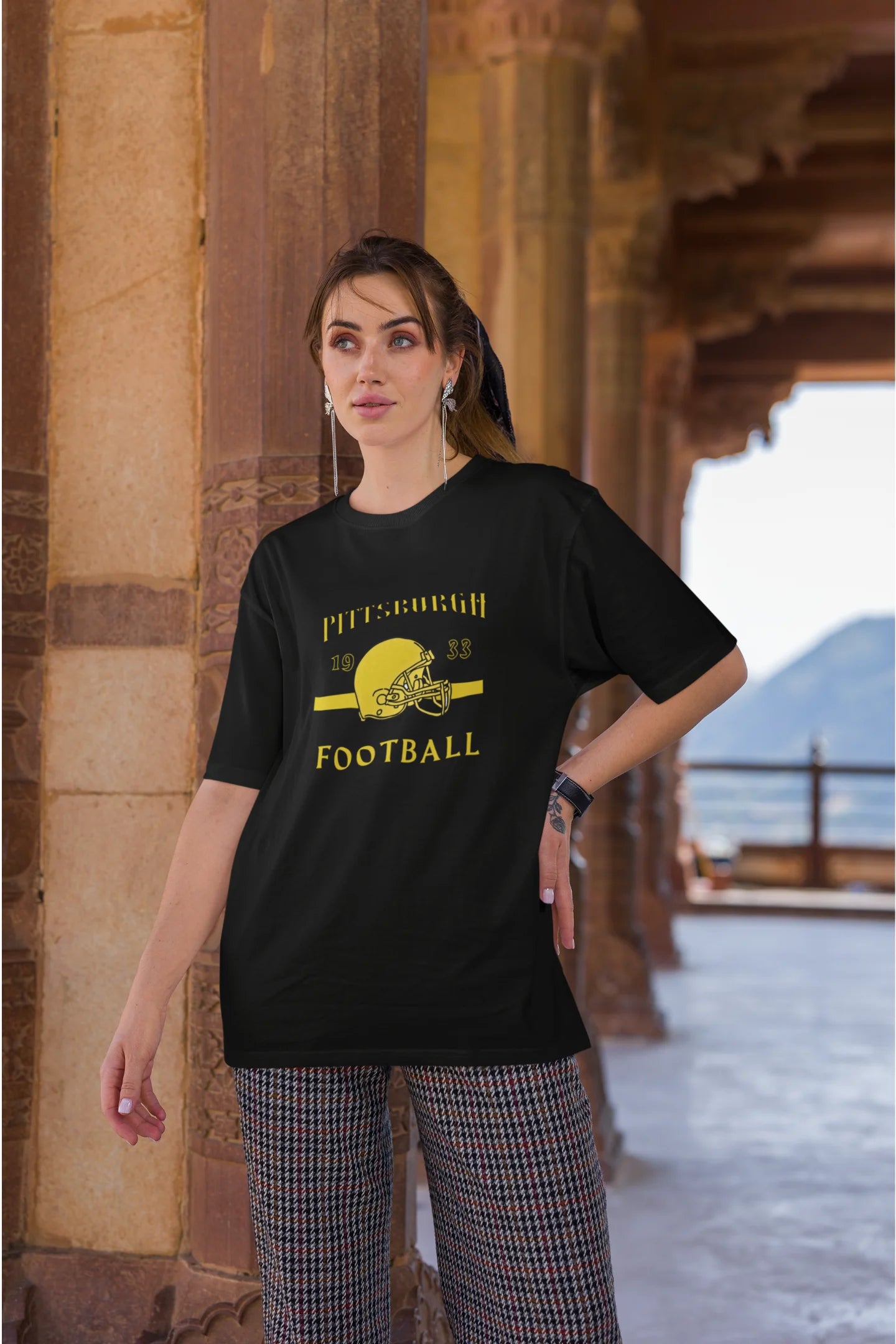 Pittsburgh Football  | Retro Theme | Premium Oversized Half Sleeve Unisex T-Shirt