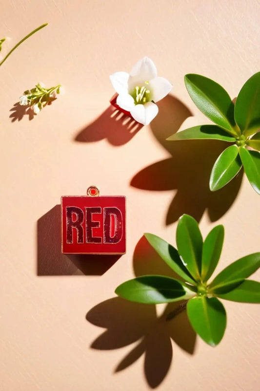 Third image of a taylor swift RED era themed charm for swifties.