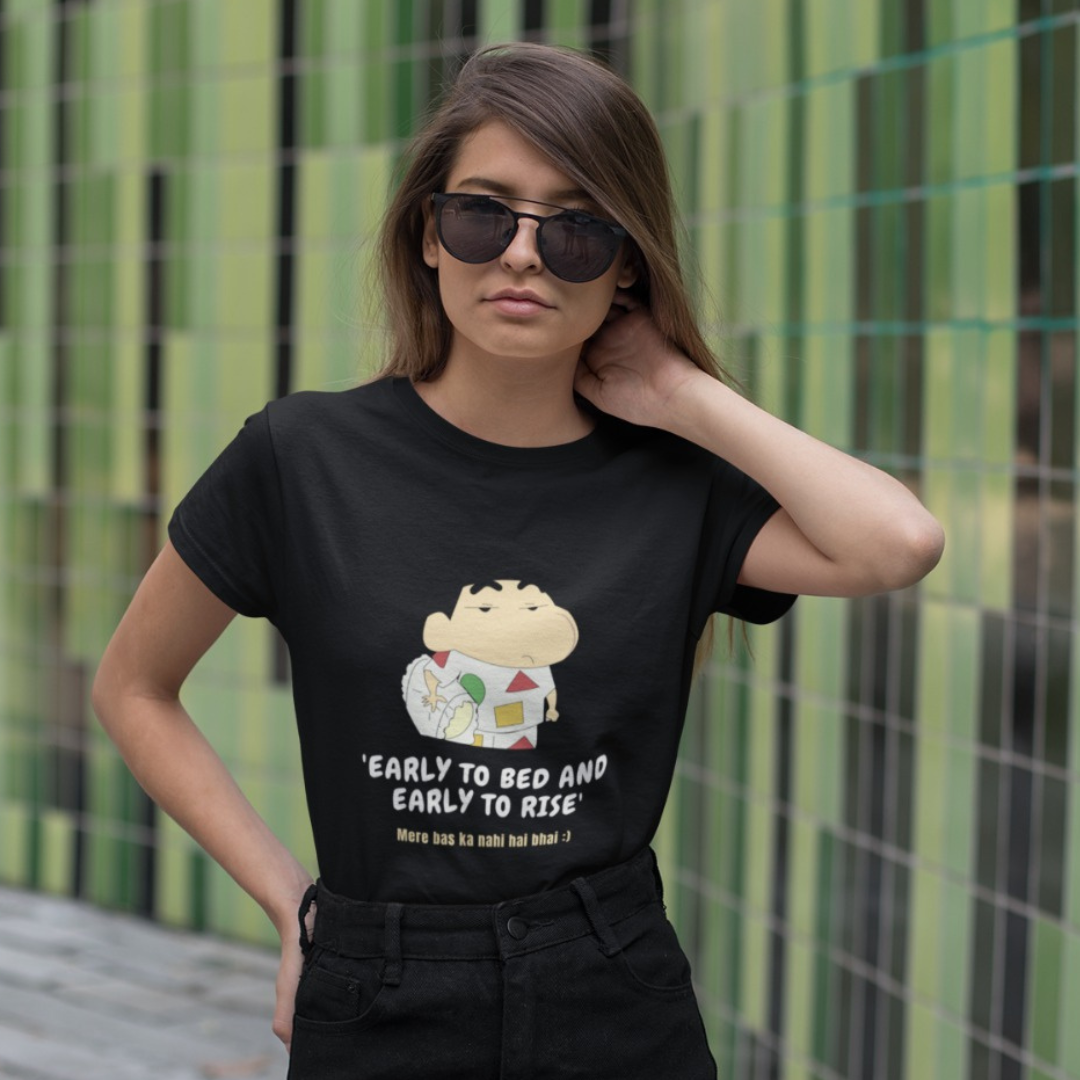 Early to Bed and Early to Rise Shinchan Half Sleeve Unisex T Shirt