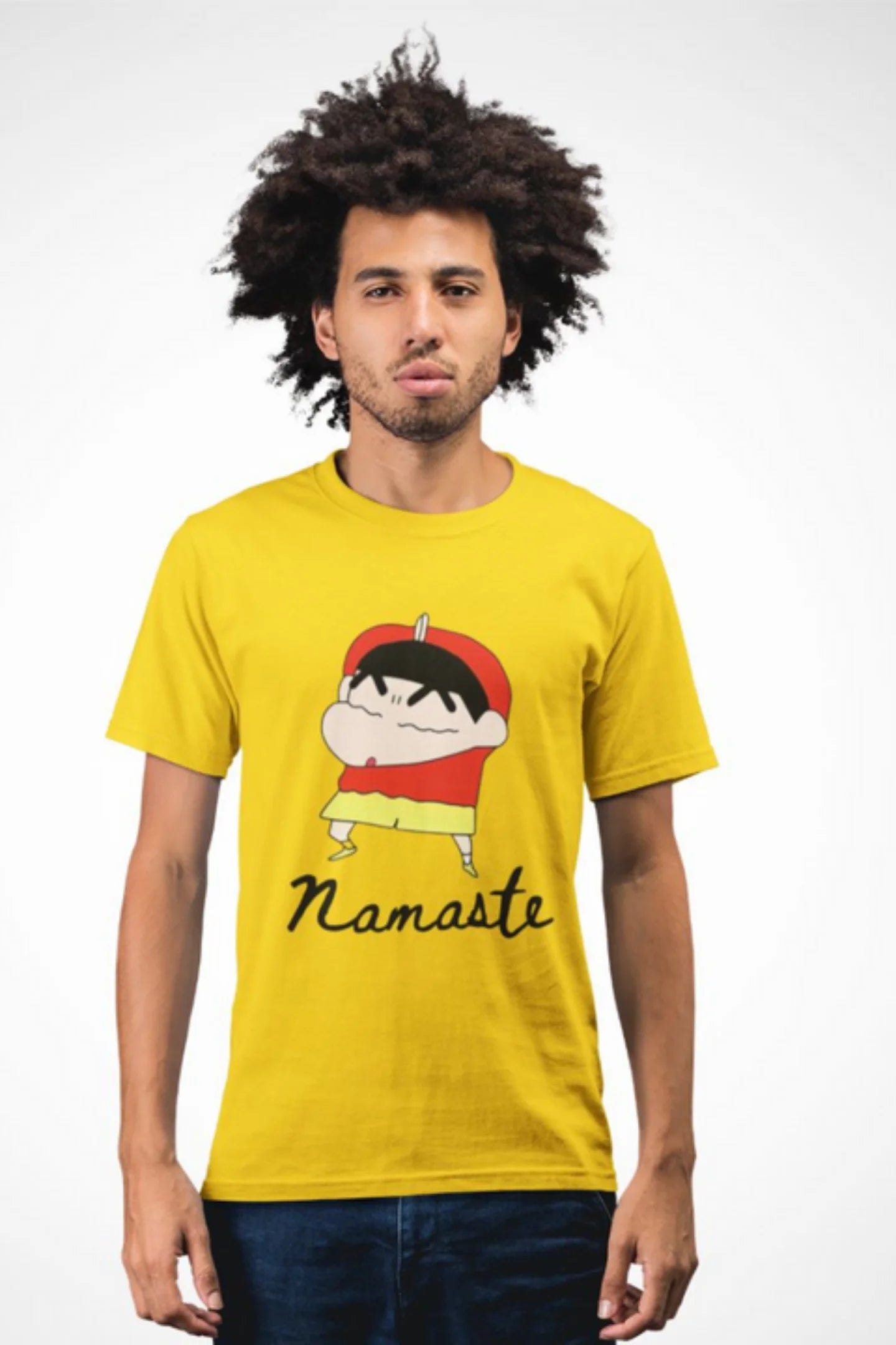 Embrace Cultural Greeting with ‘Namaste’ Shinchan Half T-Shirt