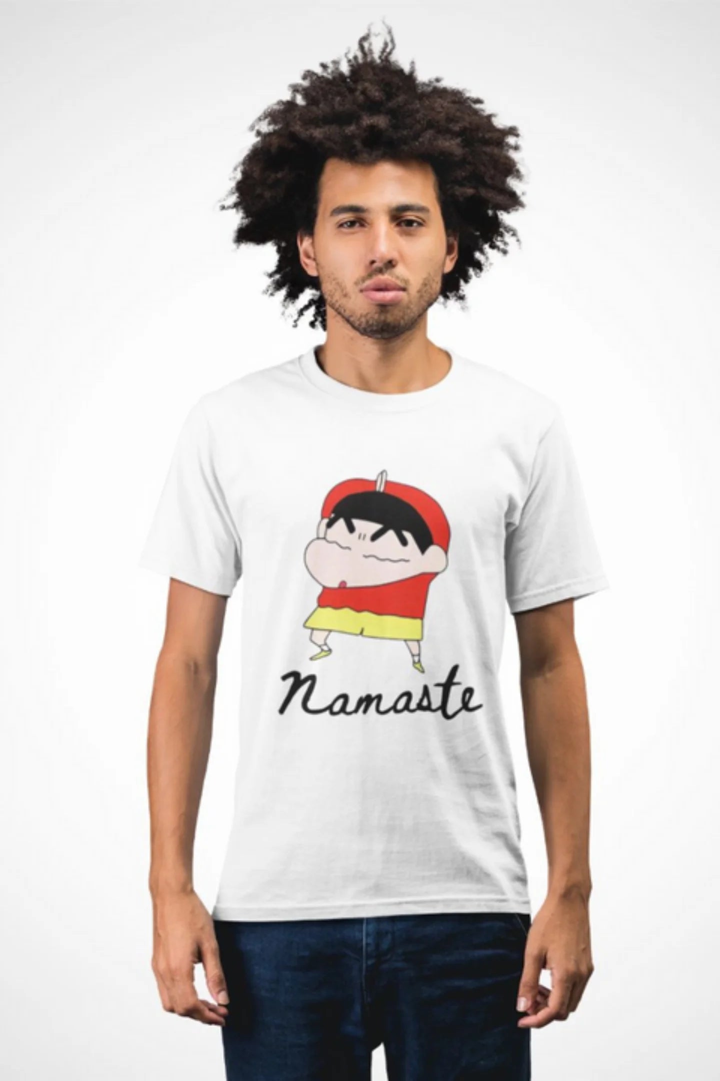 Embrace Cultural Greeting with ‘Namaste’ Shinchan Half T-Shirt