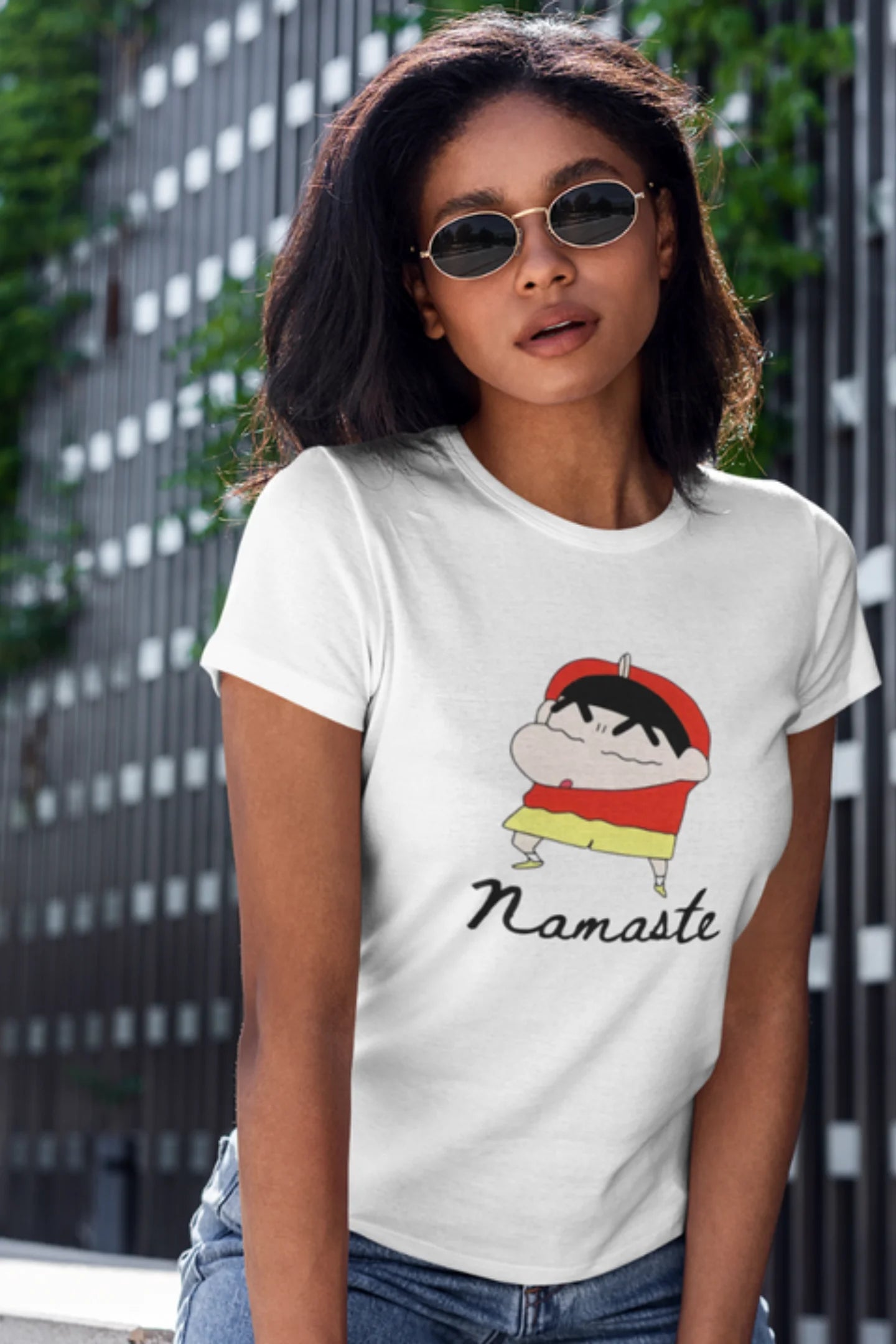 Embrace Cultural Greeting with ‘Namaste’ Shinchan Half T-Shirt