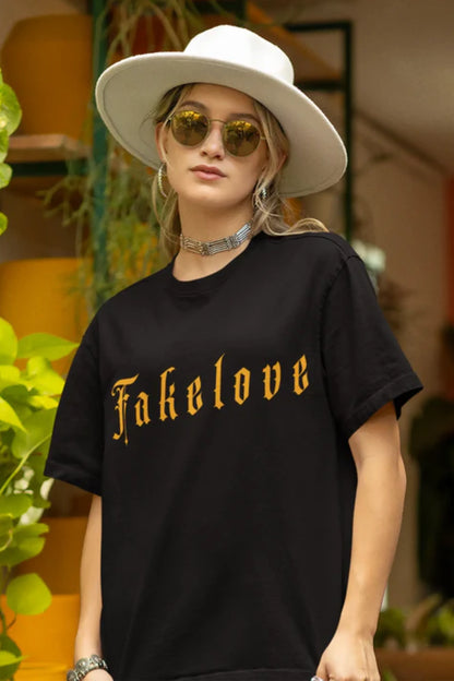 Fake Love | Brutalism | Dropped Sleeve Unisex T-Shirt
