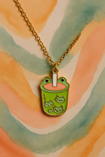 Frog Boba Tea | Aesthetic | Anti-Tarnish Golden Chain