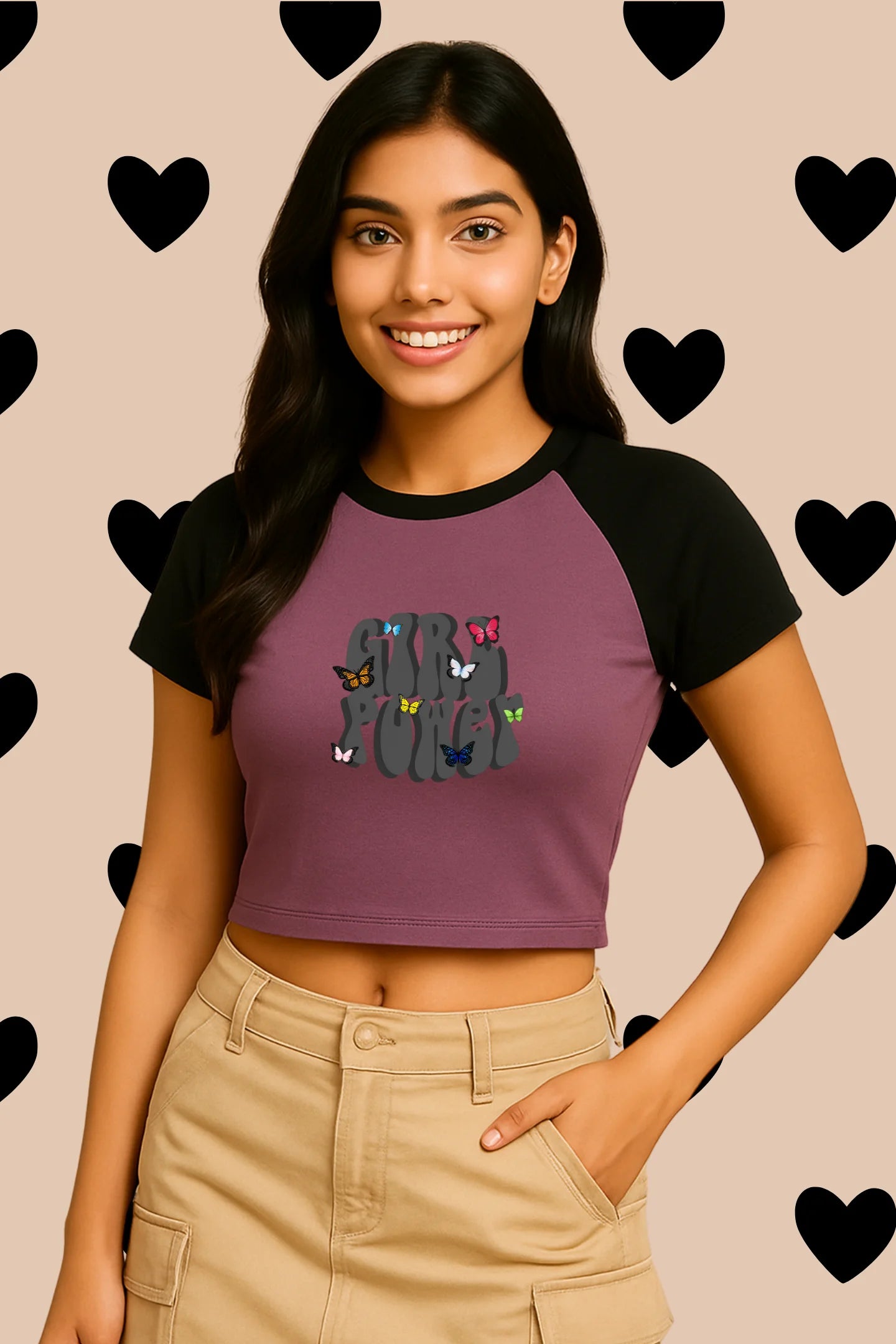 Girl Power | Shaw tees | Slim Fit Crop Top