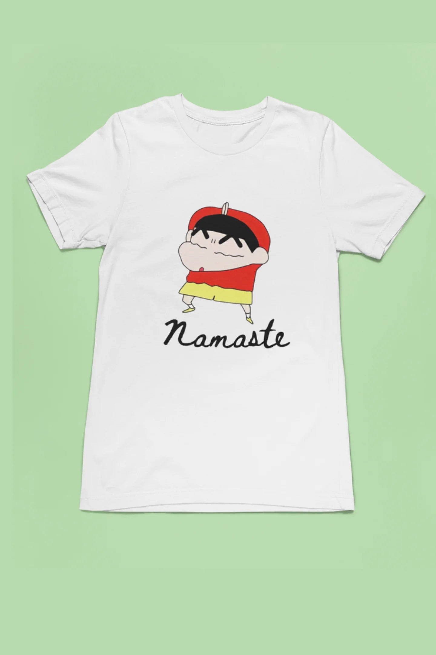 Embrace Cultural Greeting with ‘Namaste’ Shinchan Half T-Shirt