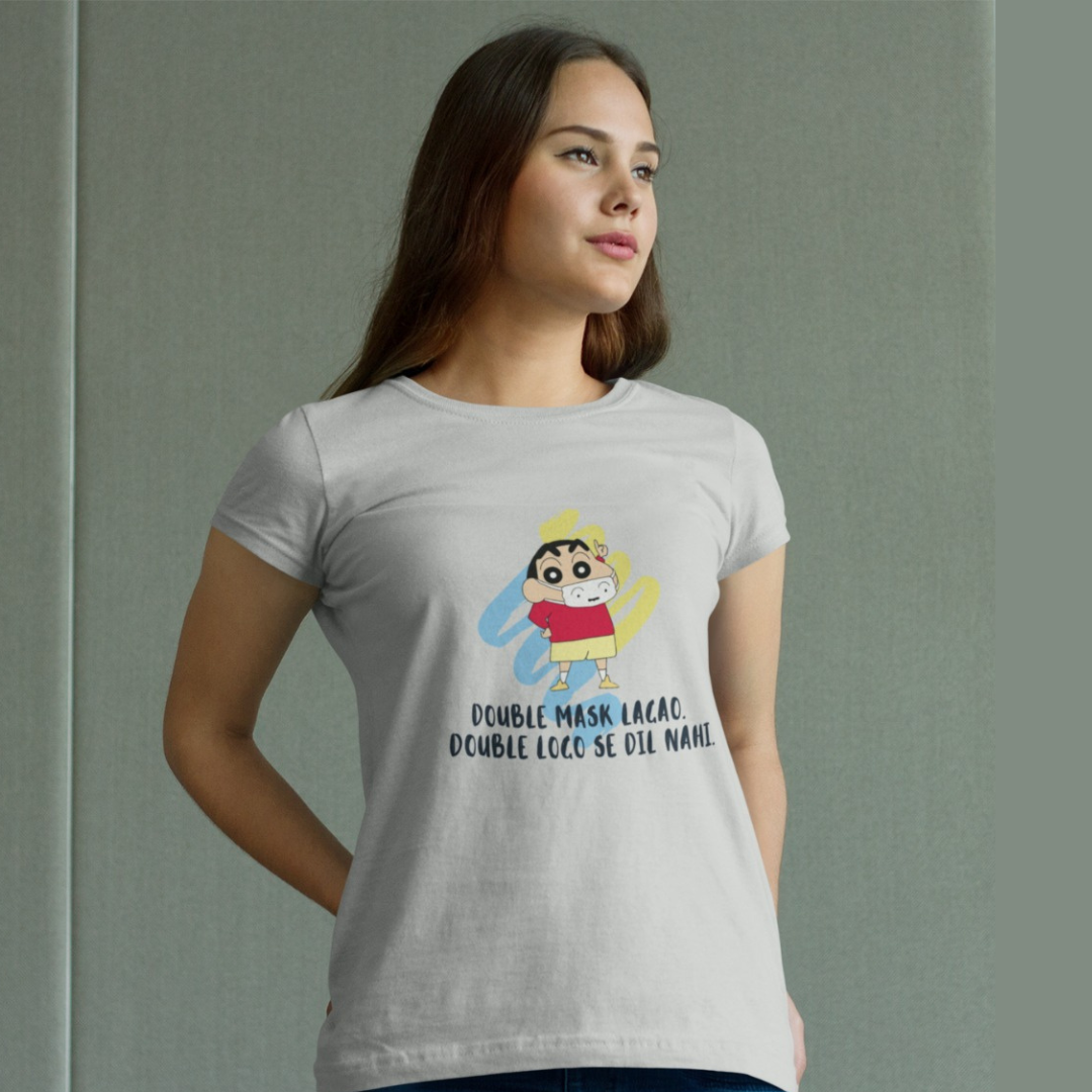 Double Mask Lagao - Shinchan | Pemium Half Sleeve Unisex T-Shirt