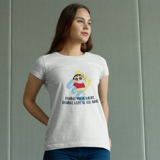 Double Mask Lagao - Shinchan | Pemium Half Sleeve Unisex T-Shirt