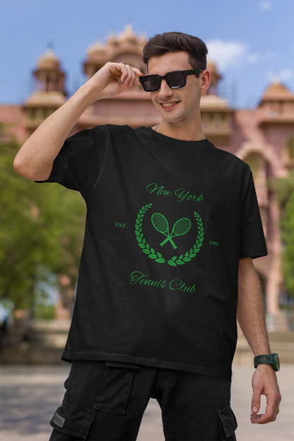New York Tennis Club | Retro Theme | Dropped Sleeve Unisex Tee