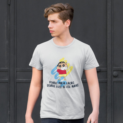Double Mask Lagao - Shinchan | Pemium Half Sleeve Unisex T-Shirt