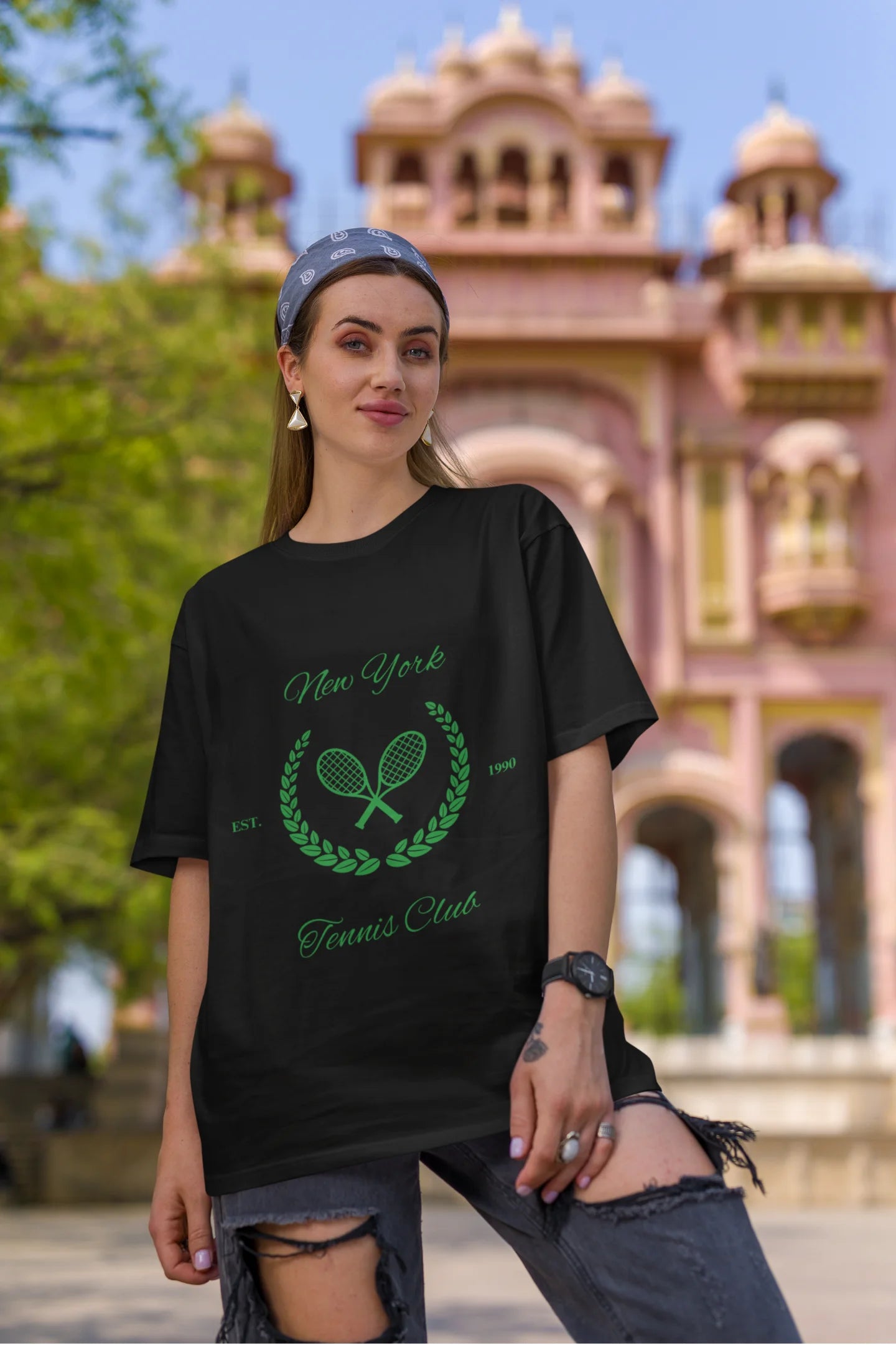 New York Tennis Club | Retro Theme | Dropped Sleeve Unisex Tee