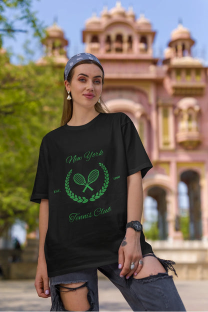 New York Tennis Club | Retro Theme | Dropped Sleeve Unisex Tee