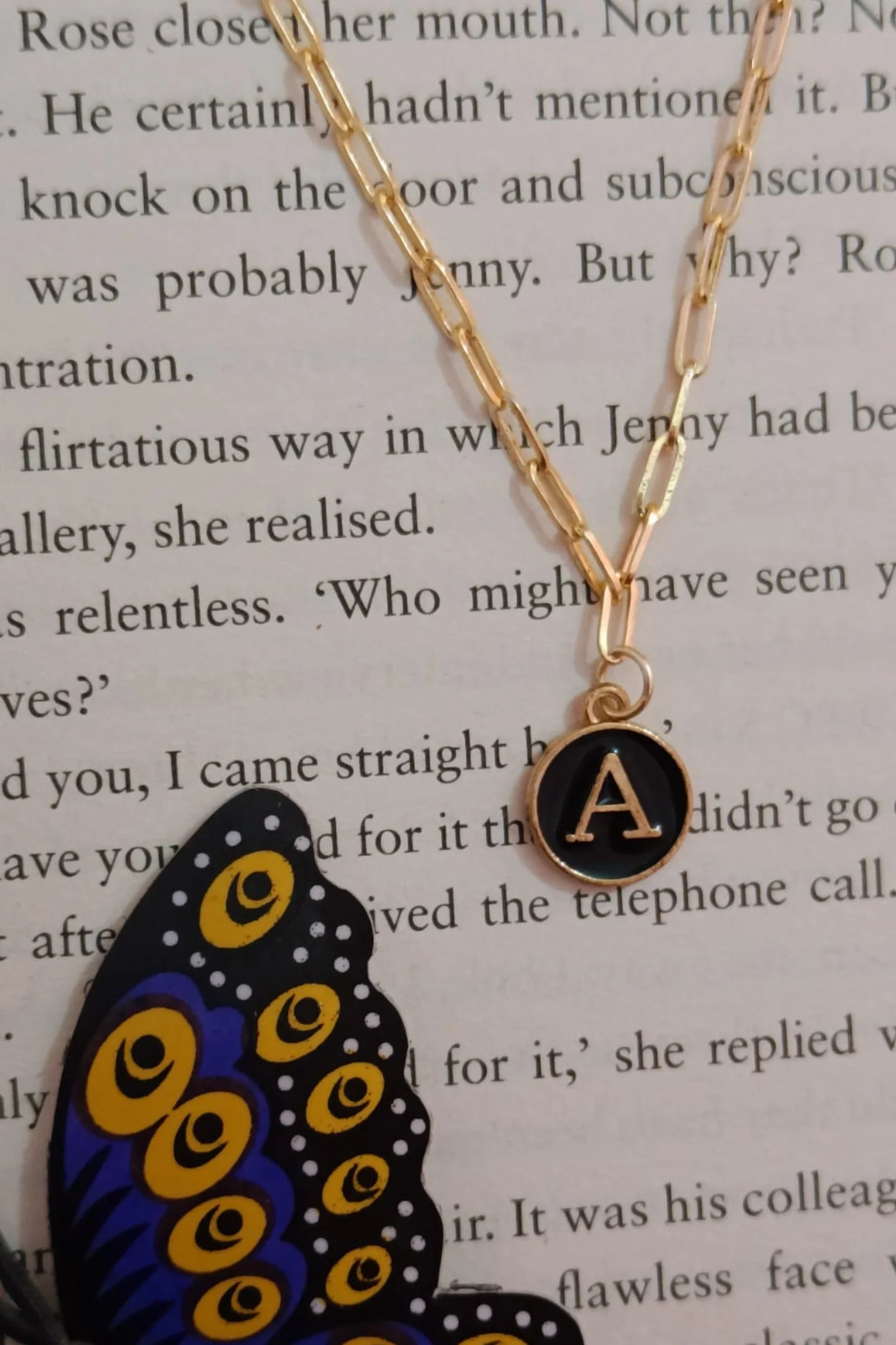 First image of an anti tarnish gold chain necklace featuring personalized initials.