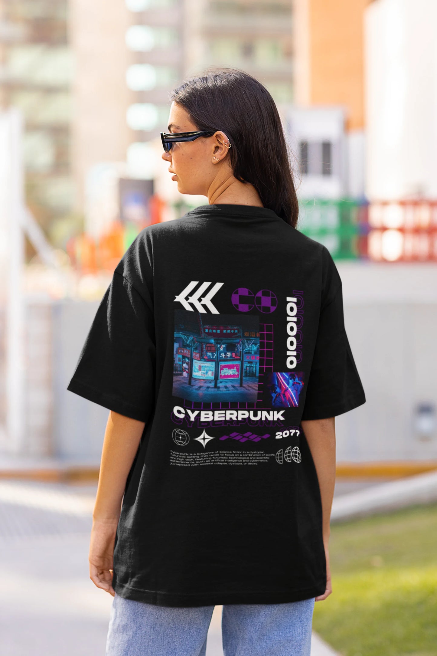 Cyperpunk | Techno Rave | Dropped Sleeve Unisex T-Shirt