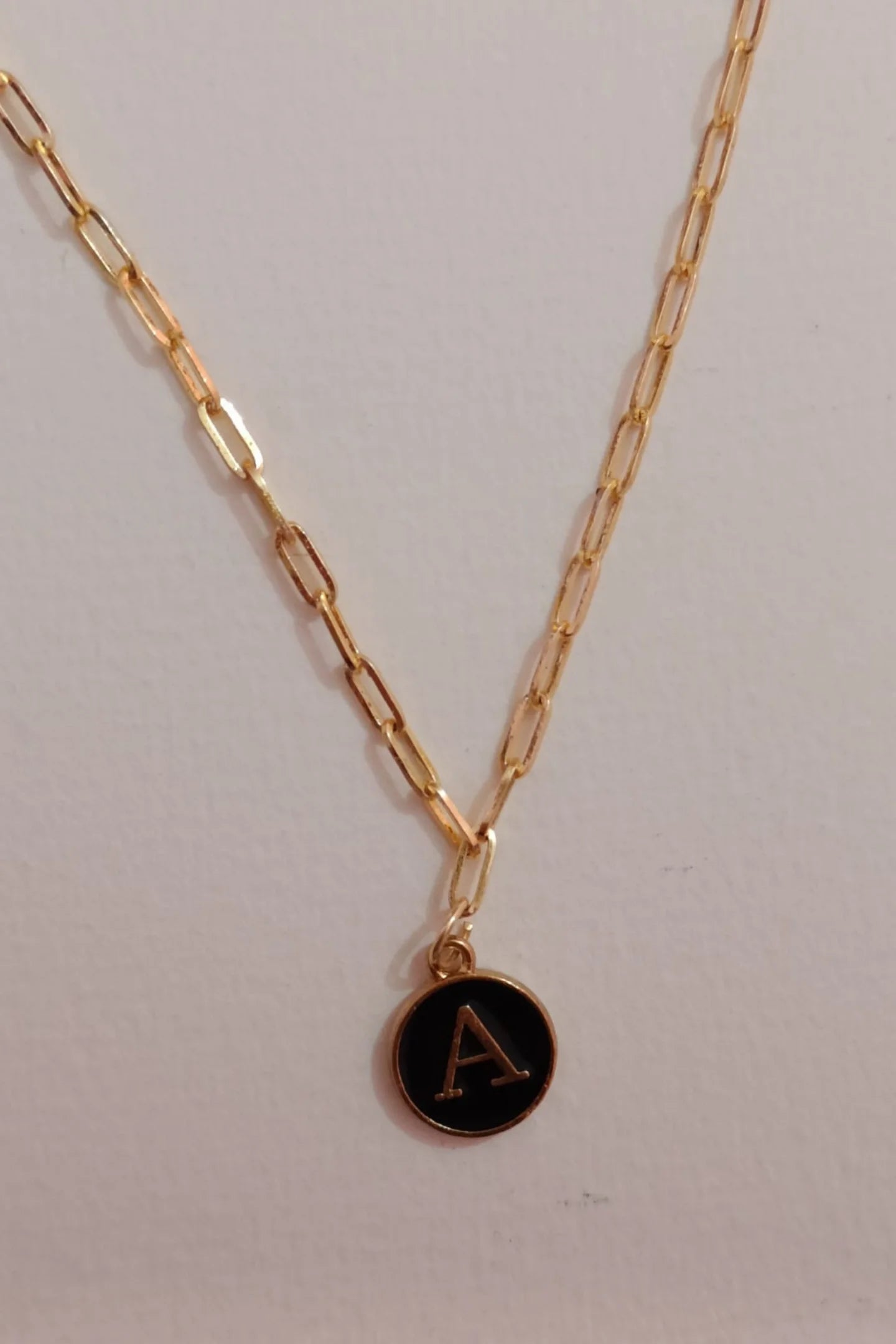 Second image of an anti tarnish gold chain necklace featuring personalized initials.