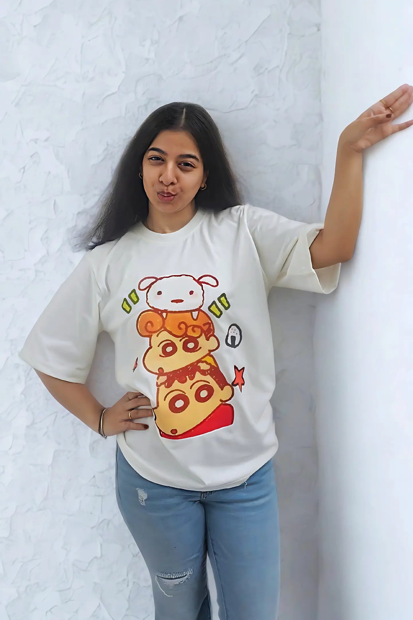 Trio | Shinchan | Dropped Sleeve Unisex Tee