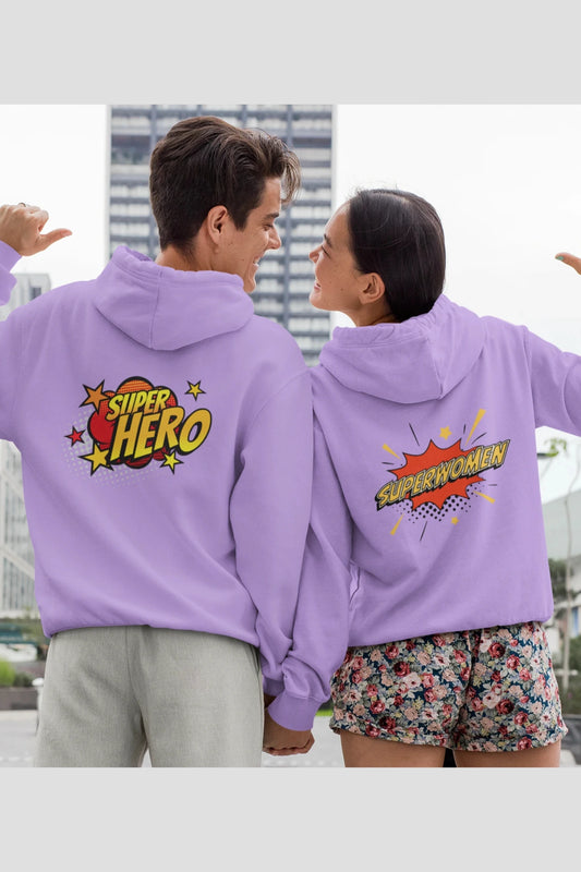 Superhero and Superwoman Couple | Lovey Dovey | Premium Unisex Winter Hoodies