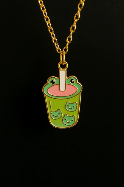 Frog Boba Tea | Aesthetic | Anti-Tarnish Golden Chain