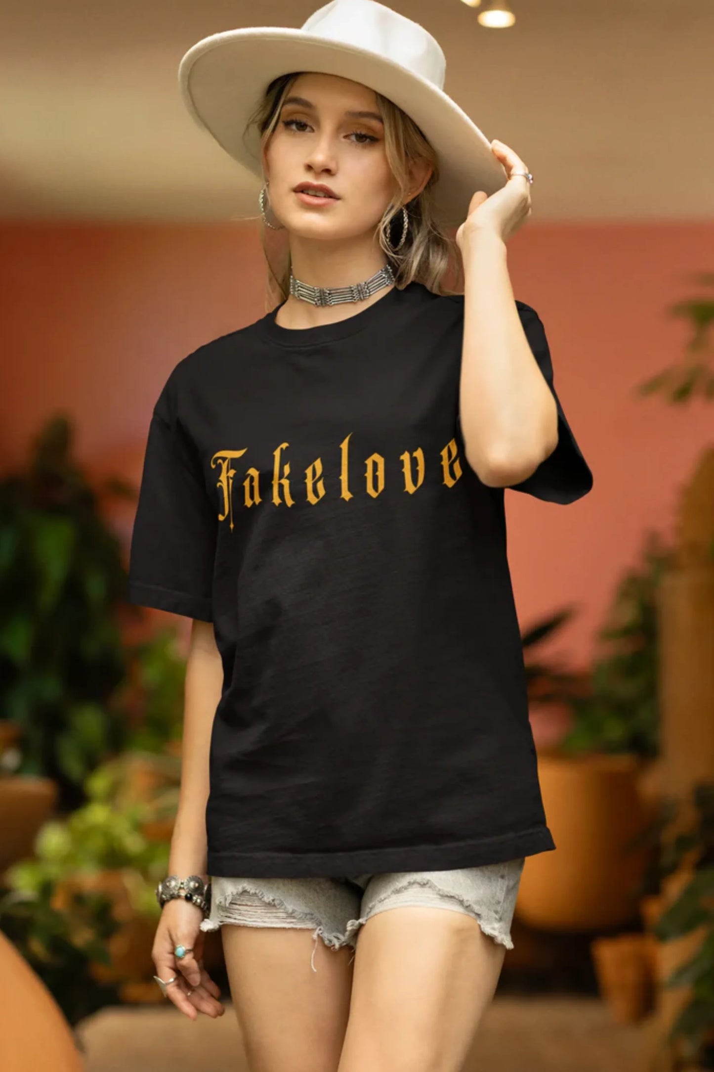 Fake Love | Brutalism | Dropped Sleeve Unisex T-Shirt