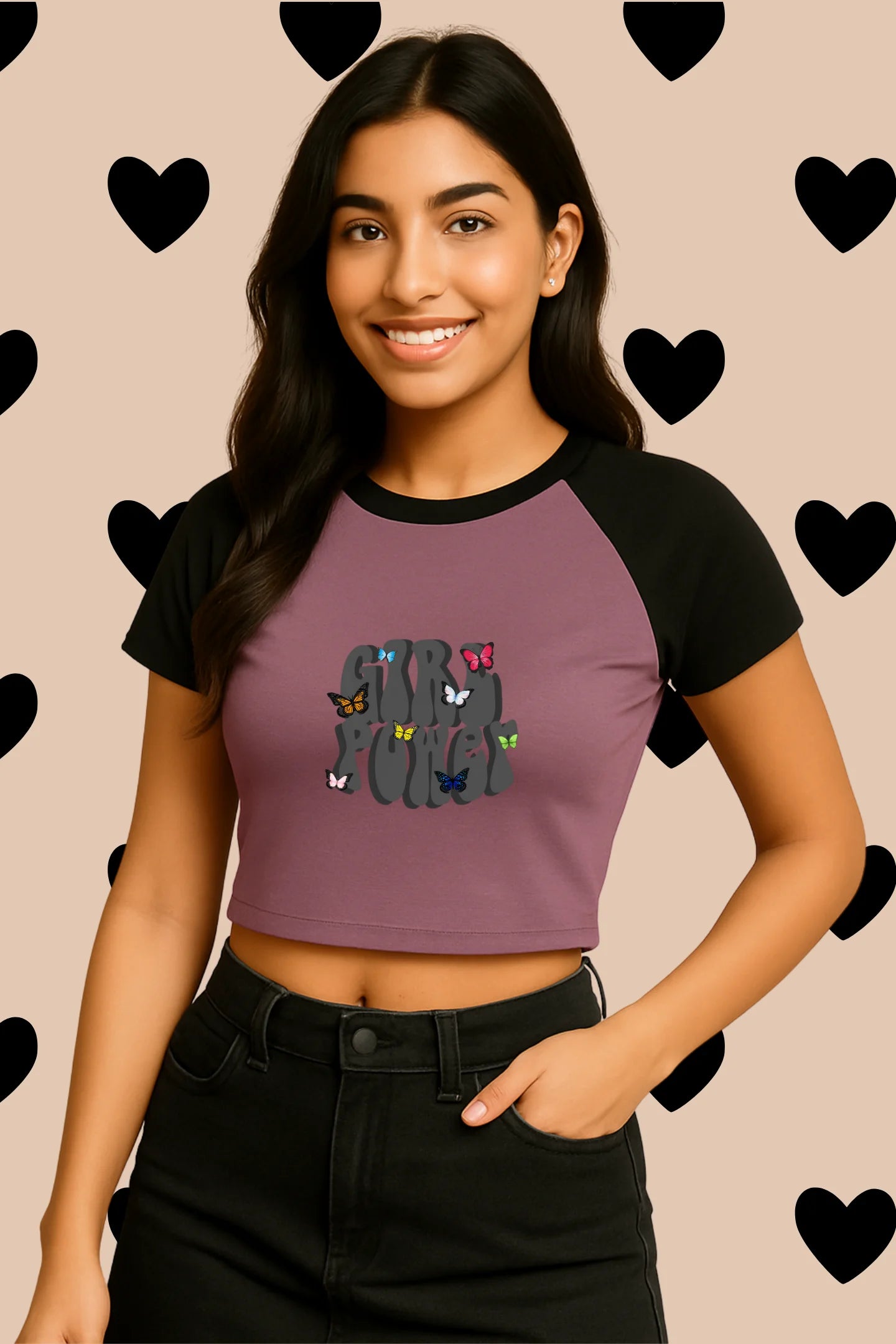 Girl Power | Shaw tees | Slim Fit Crop Top