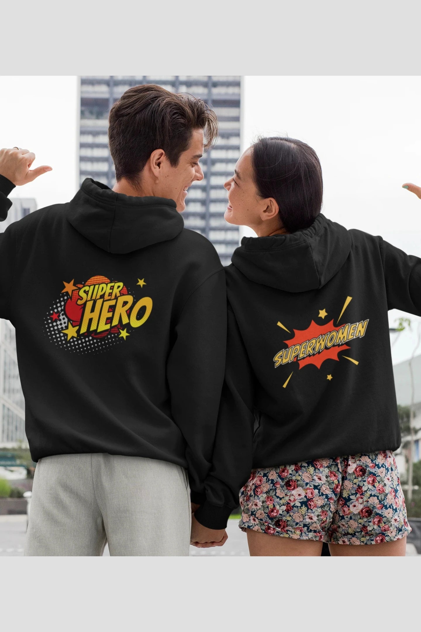 Superhero and Superwoman Couple | Lovey Dovey | Premium Unisex Winter Hoodies