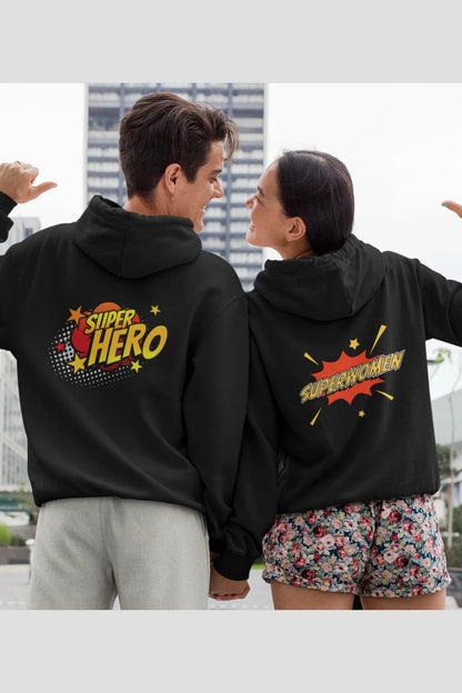 Superhero and Superwoman Couple | Lovey Dovey | Premium Unisex Winter Hoodies