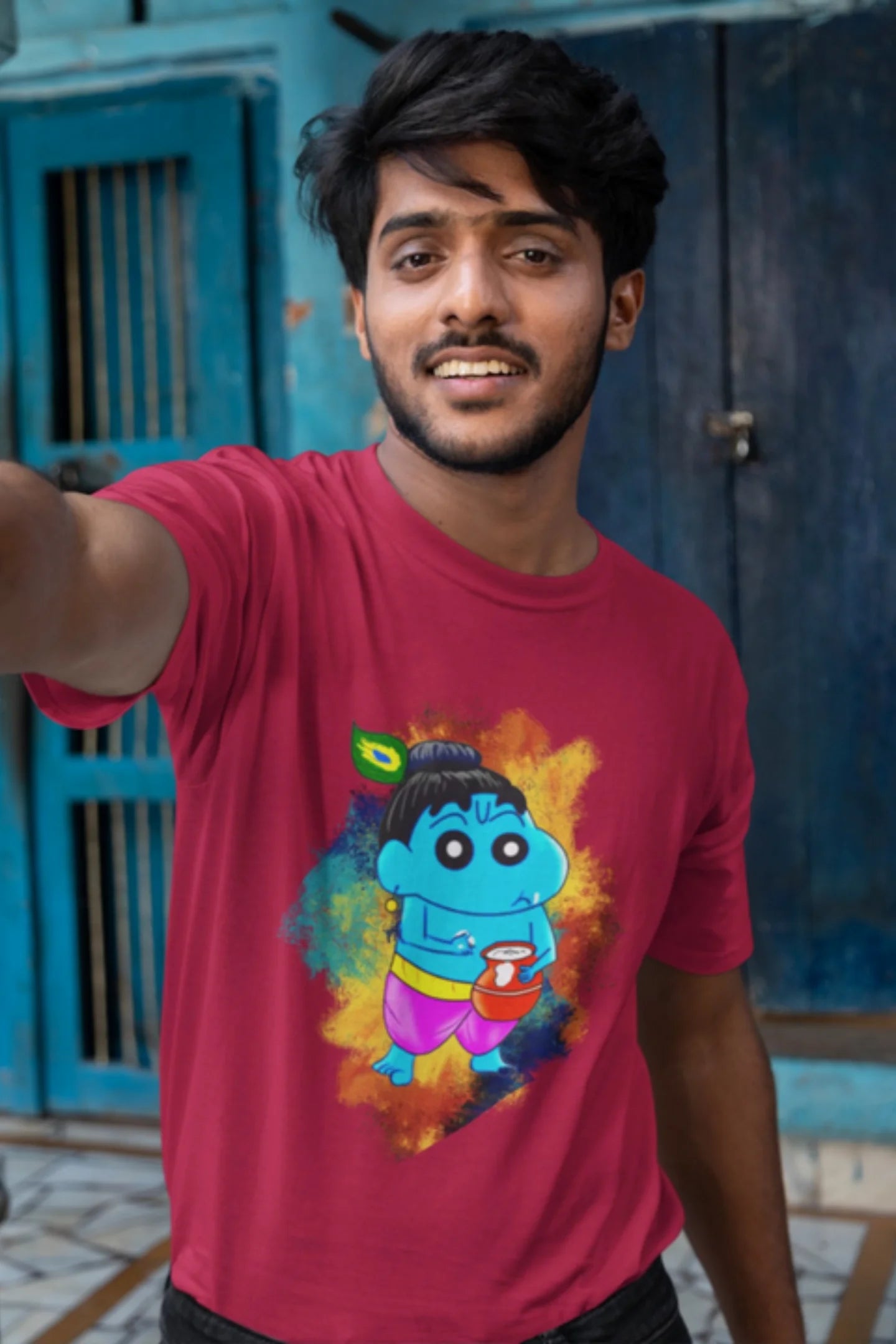 Krishna Shinchan | Premium Half Sleeve Unisex T-Shirt – Broke Memers