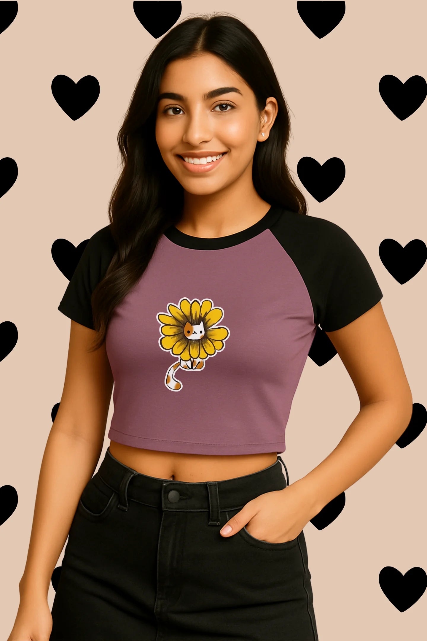 Meow | Shaw tees | Slim Fit Crop Top