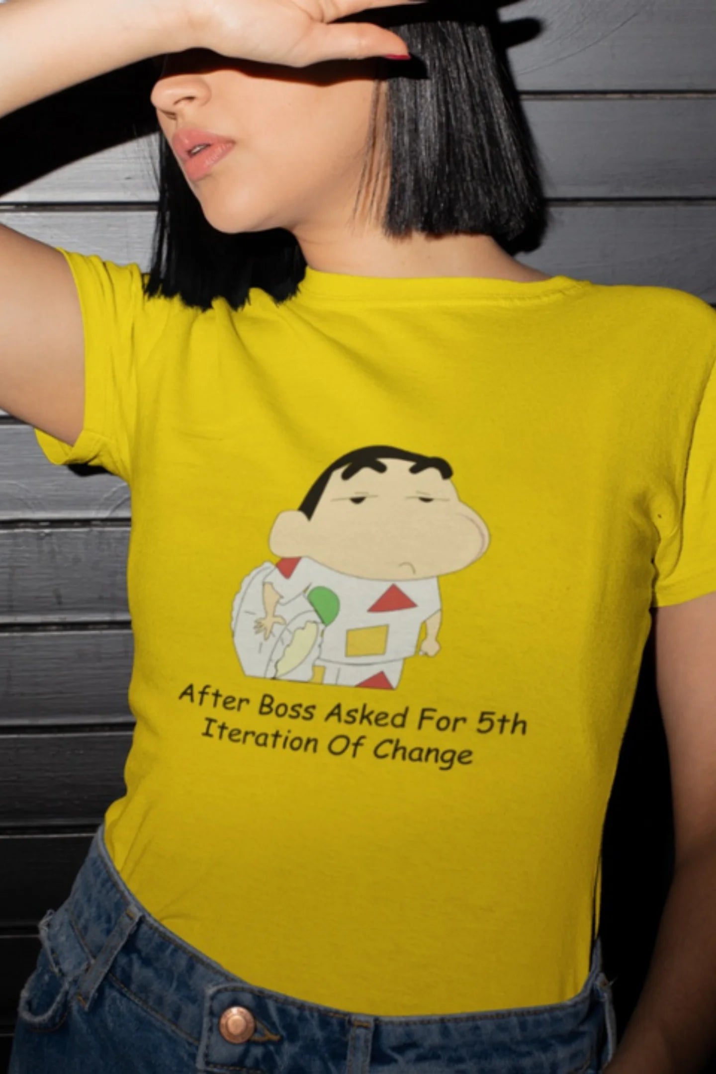 After Boss Asked For 5th Iteration (Shinchan) | Half Sleeve Unisex T-shirt