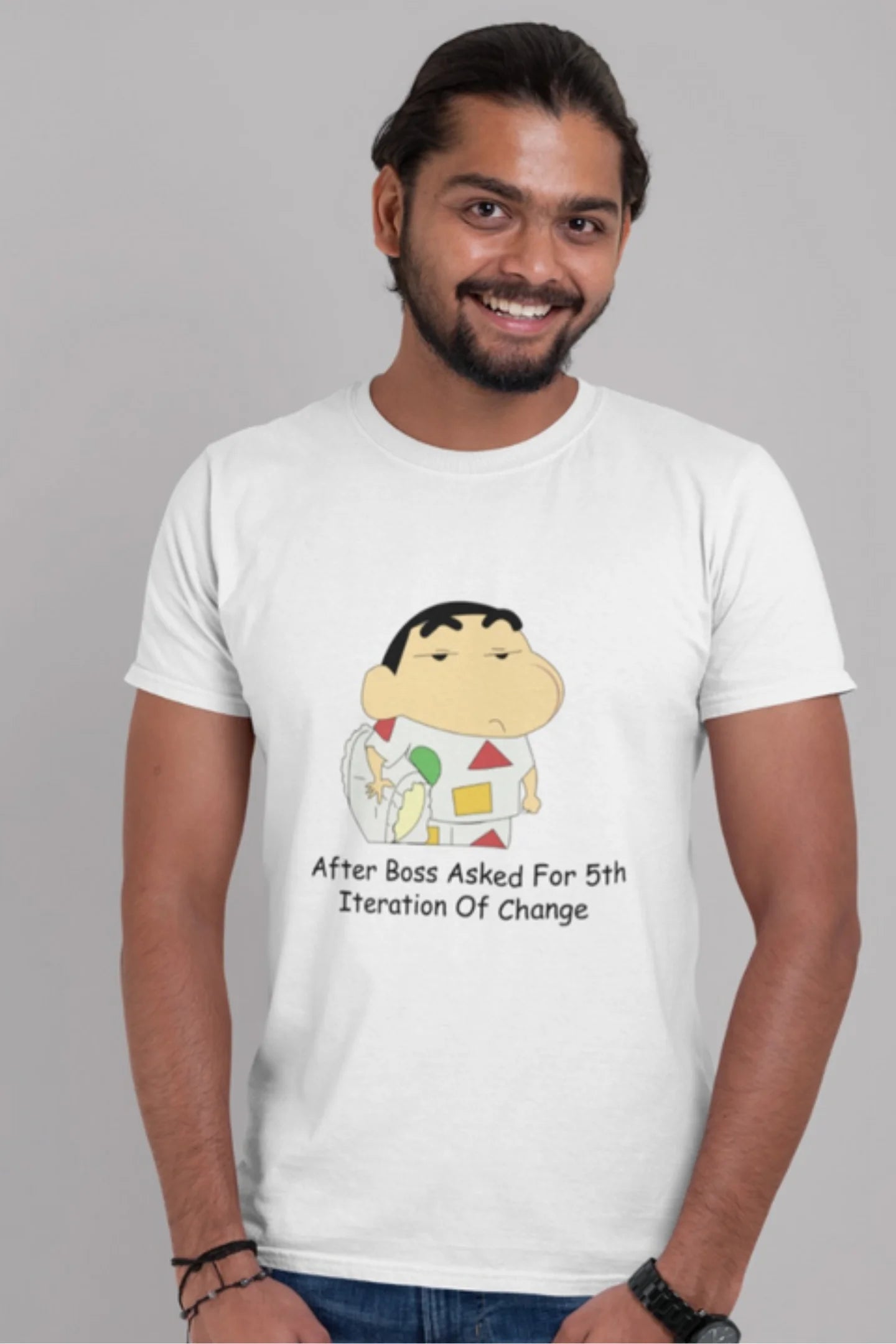 After Boss Asked For 5th Iteration (Shinchan) | Half Sleeve Unisex T-shirt