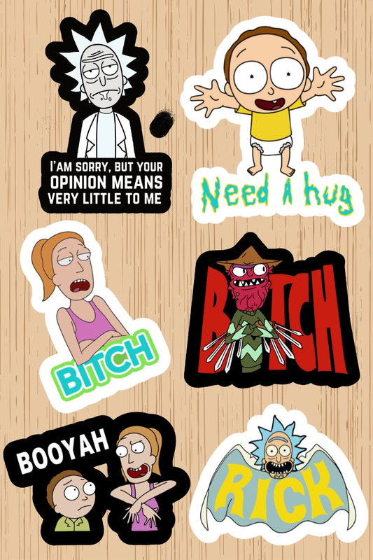 Rick and Morty Stickers - 1 | Pack of 6