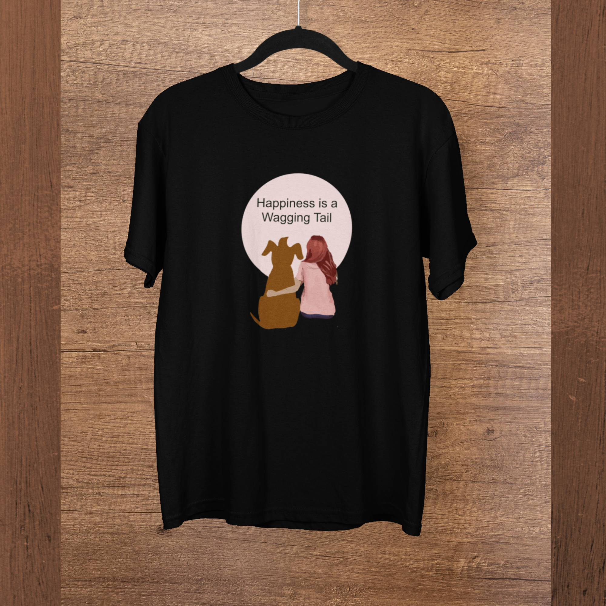 Happiness is a wagging tail (Female) | Premium Women Half Sleeve T-shirt