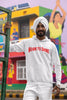 Second image of a male model wearing a off-white Diljit Dosanjh hoodie with the text 