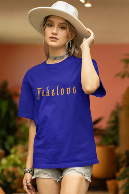 Fake Love | Brutalism | Dropped Sleeve Unisex T-Shirt