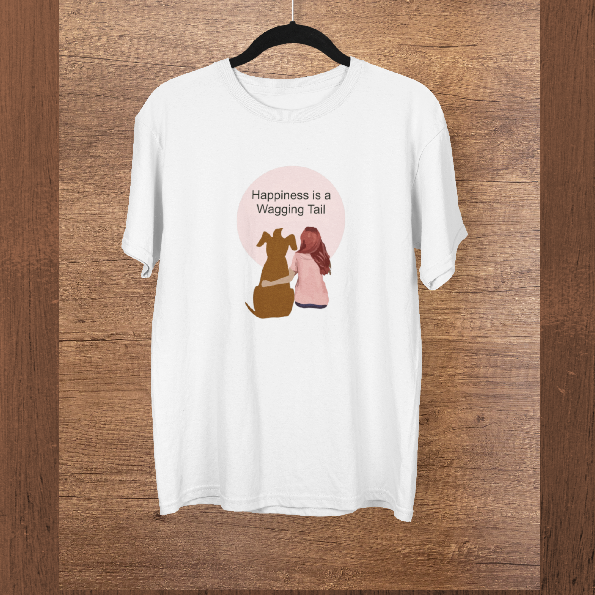 Happiness is a wagging tail (Female) | Premium Women Half Sleeve T-shirt