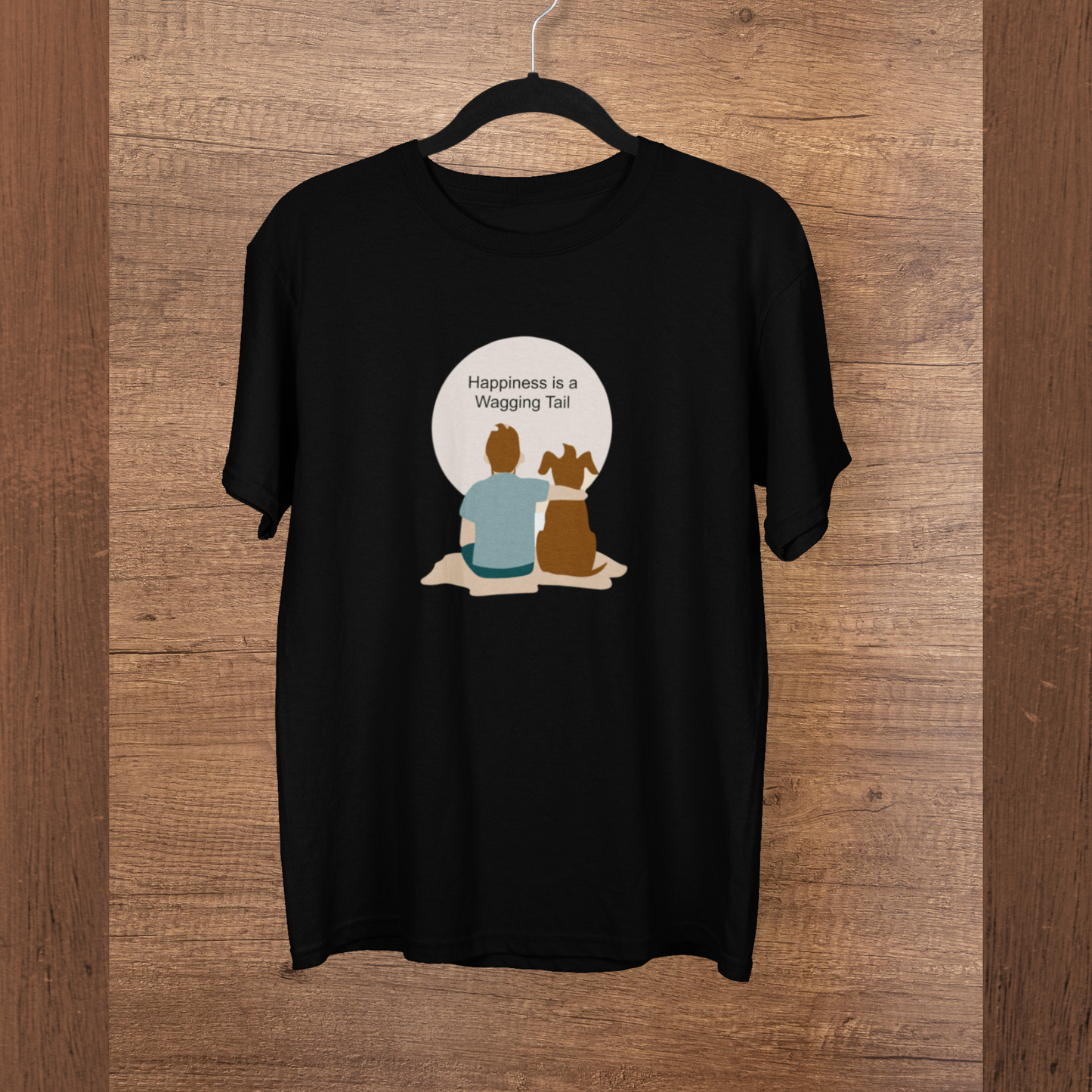Happiness is a wagging tail (Male) | Premium Men Half Sleeve T-shirt
